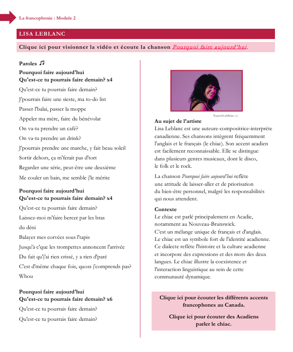 La francophonie – Module 2